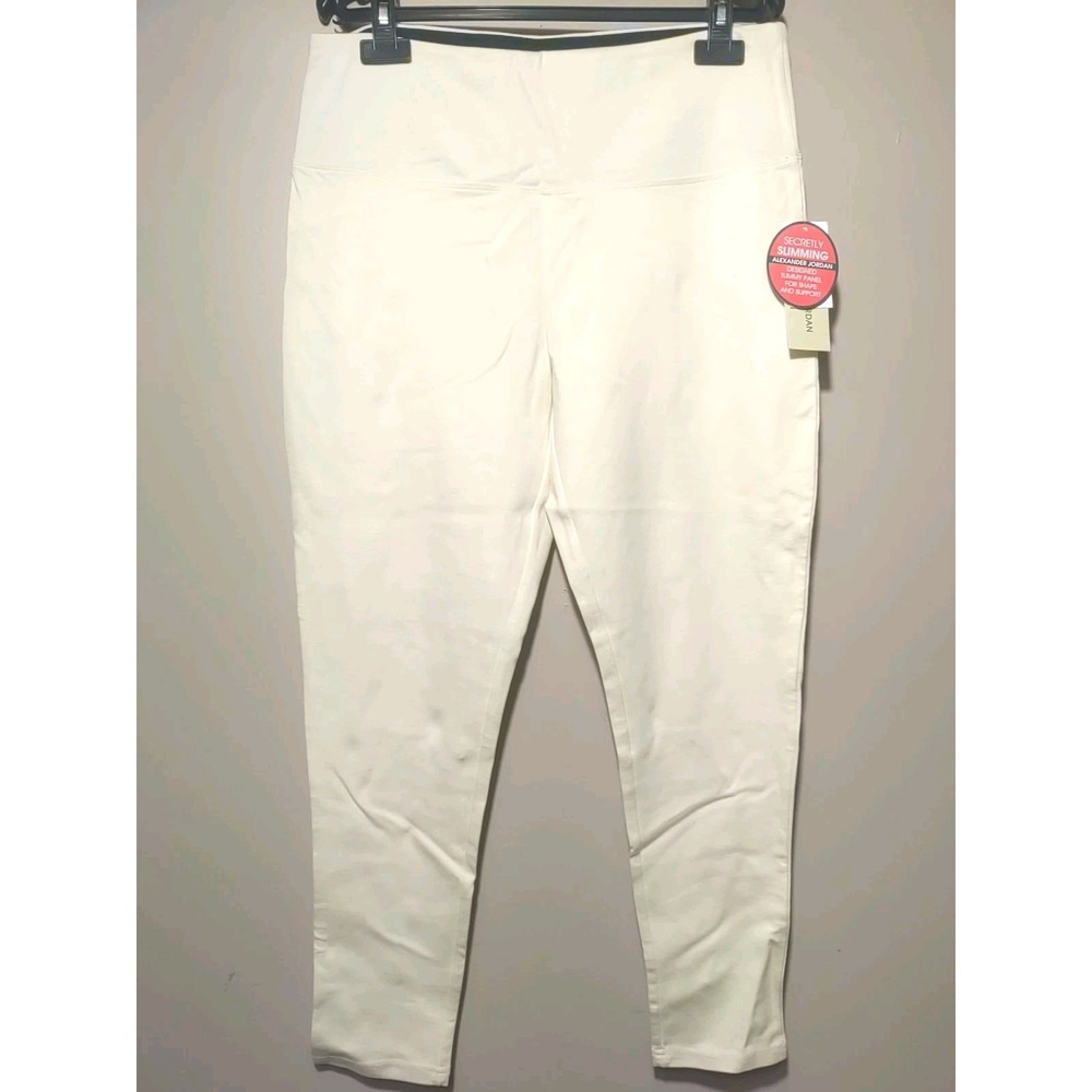 Alexander Jordan Women Off White Slimming Tummy Panel Leggings Size L